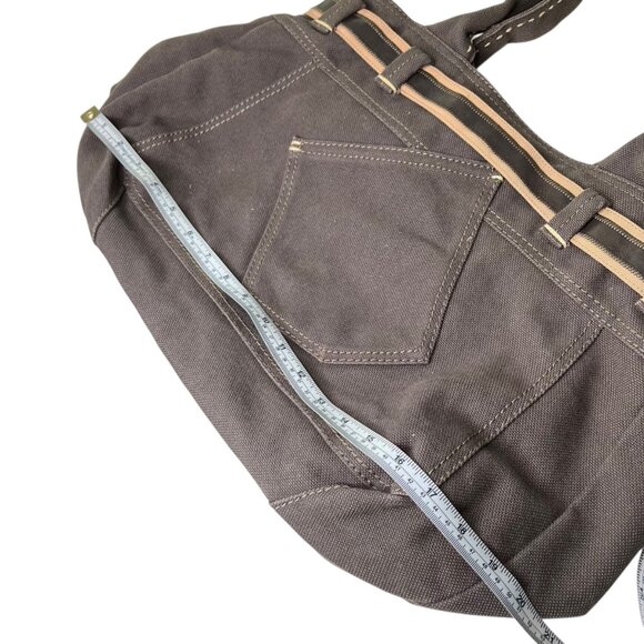 Vintage Y2K Gap Canvas Slouchy Tote Bag Brown Indie - Picture 7 of 10